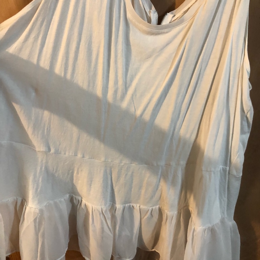 White cotton/sheer peplum tank. Lane Bryant